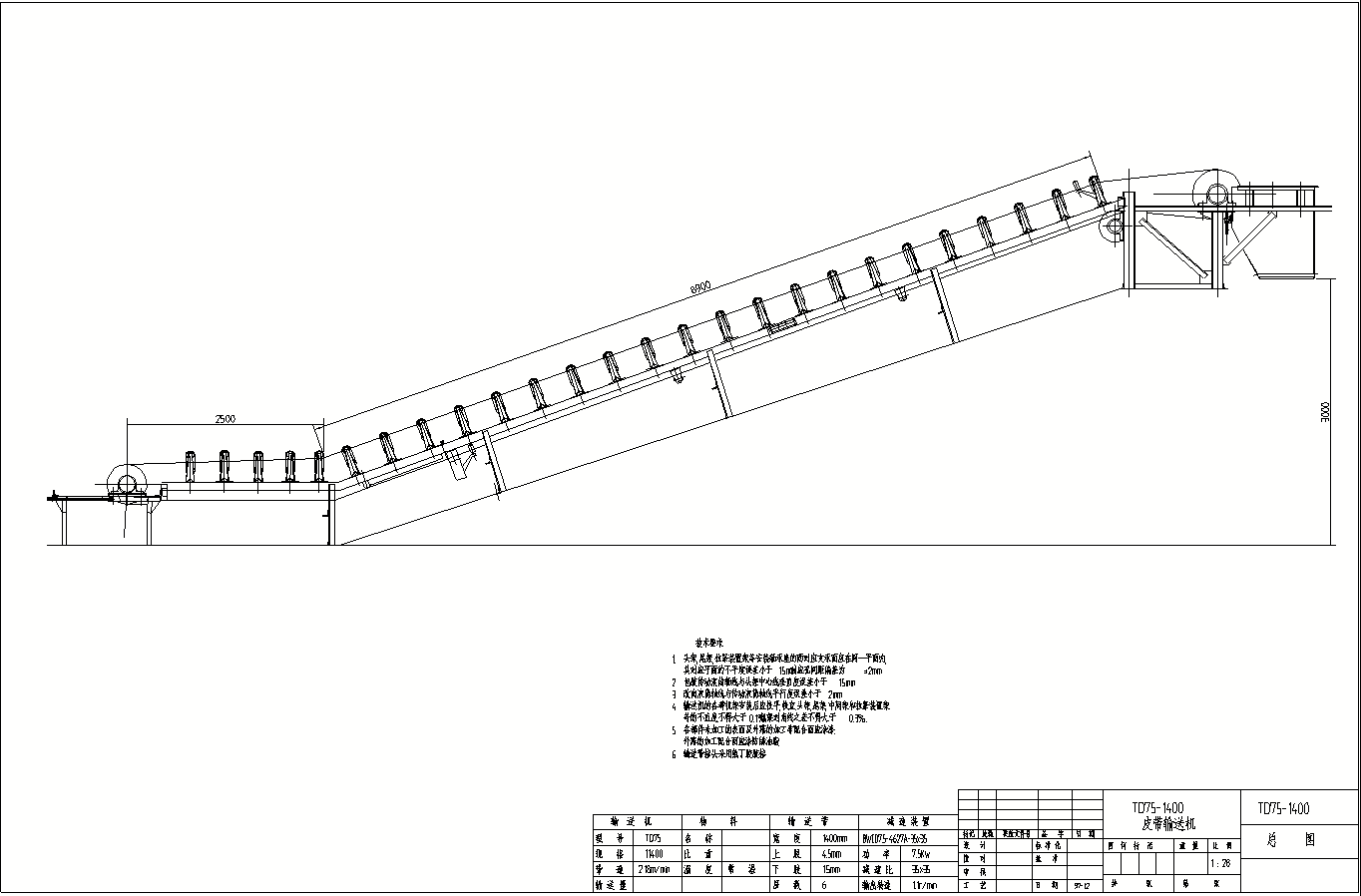 DT75型固定式皮带输送机